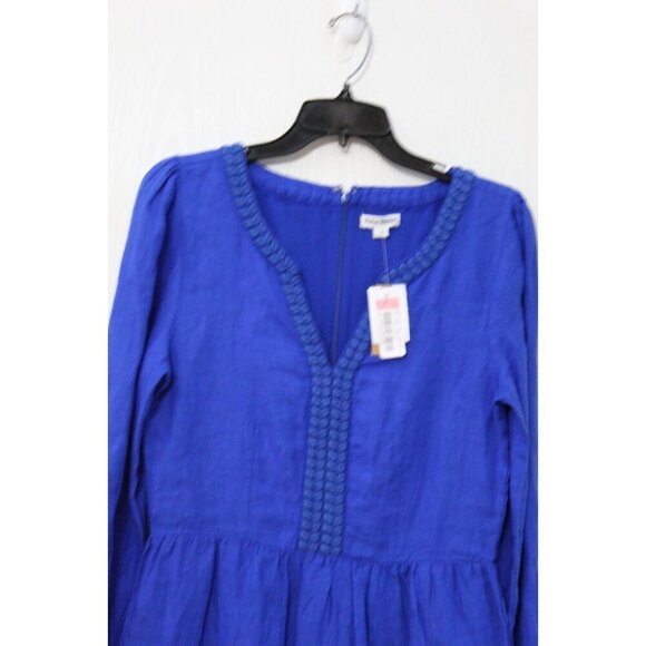 Roller Rabbit Boho Ruffle Dress Size XS Blue Linen NWT - Picture 2 of 6